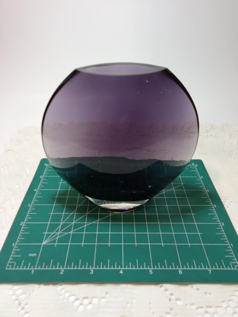 Handblown Purple Round Glass Accent Vase - Elegant Home Accent